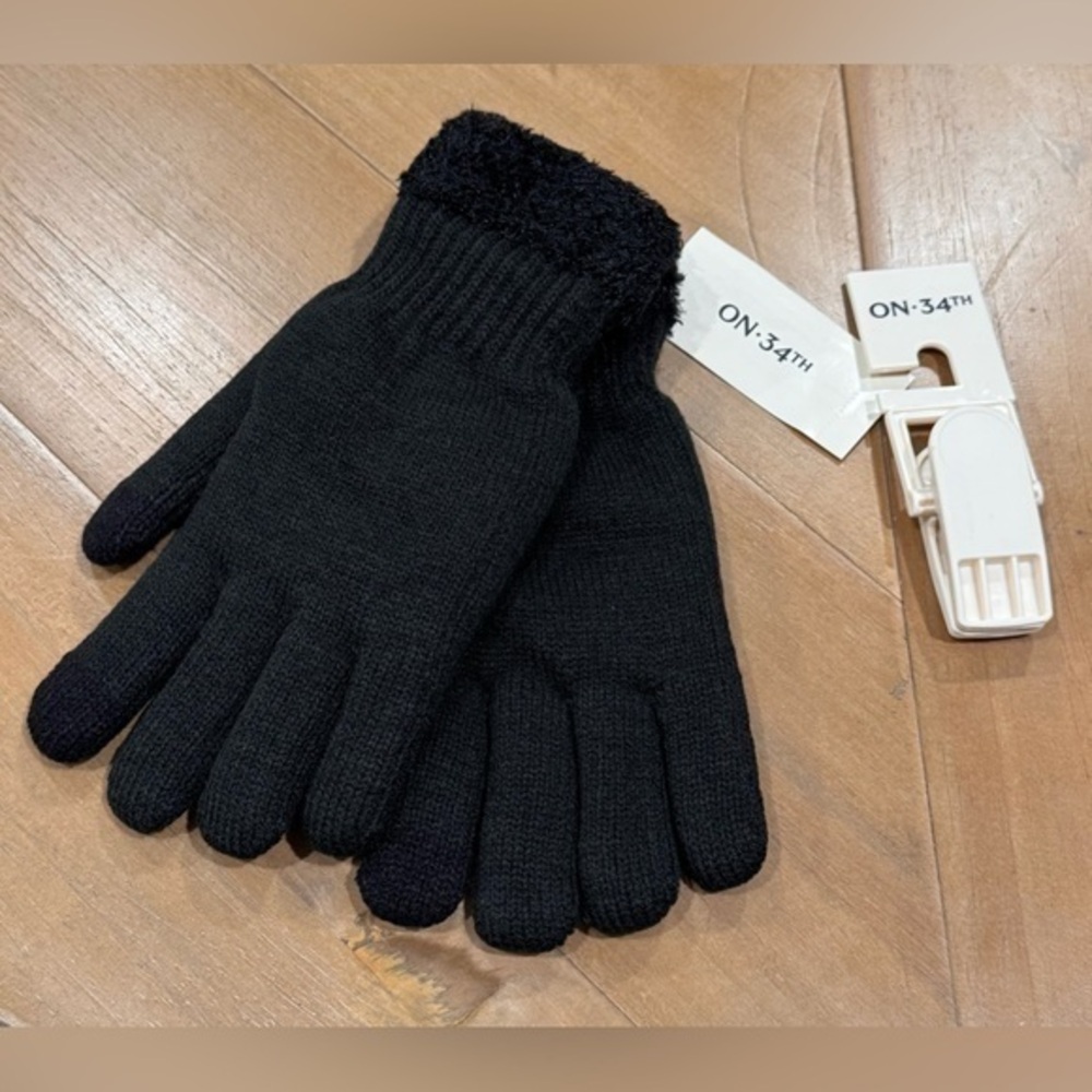 On 34th Women's Rib-Stitch Fuzzy-Cuff Gloves, Created for Macy's